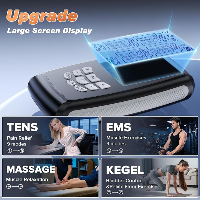 TENS Unit Muscle Stimulator and EMS Pelvic Floor Muscle Exercise. Multifunctional Impulses to Pain Relief for Muscle,Joints and Muscle Strengthening Training.Specialized Storage Gift Box.(DJE2A0)