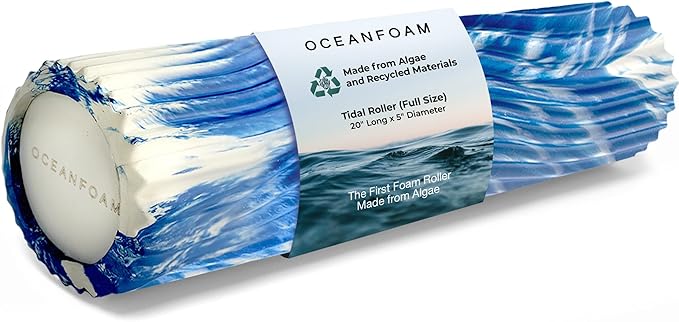 Oceanfoam Tidal Roller - Royal Marbled - Muscle Massage Foam Roller for Back Pain & Stretching - Firm and Ergonomic Wide Wave Textured - Yoga, Athletics, & Wellness - Full Size, 20" x 5"-StrideForce Fitness