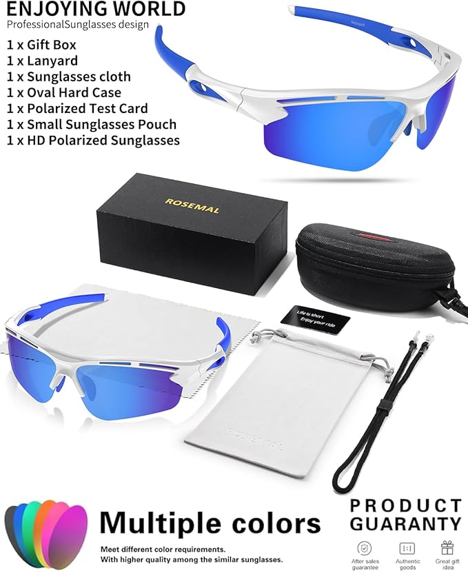 Polarized Sports Sunglasses for Men Women,UV400 Protection Sunglass for Running Cycling Fishing Hiking TR90-StrideForce Fitness