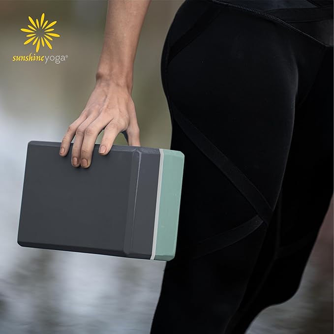 Sunshine Yoga 4" Striped Yoga Block, 6 Pack Bulk EVA Foam Yoga Blocks, Firm and Supportive Yoga Brick, Balance Foam for Stretching, Pilates, and Workout, 4" x 6" x 9"-StrideForce Fitness