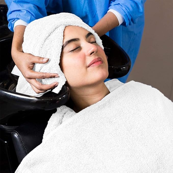 Avalon Salon Towel - White Hand Towels Bulk Pack of 24-100% Cotton Absorbent Spa, Facial & Gym Towels for Working Out - 16x27 Inches (Not Bleach Proof)-StrideForce Fitness