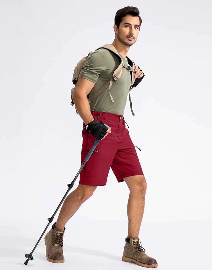 Pudolla Men's Hiking Cargo Shorts 9" Lightweight Outdoor Work Shorts for Men Travel Golf Camping Casual with 5 Zipper Pockets-StrideForce Fitness