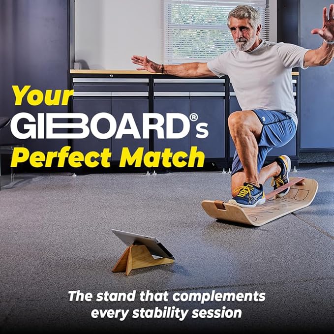 GIBBON SlackBoard - GiBoard Balance Board Kids & Adults - Slackline Balance Trainer - Slack Board Core Workout Equipment Home Gym Training - Standing Desk Exercise - Yoga, Agility, Pilates & More-StrideForce Fitness
