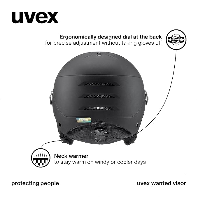 uvex Wanted Visor ski Helmet for Women & Men - Adjustable Helmet with Integrated Visor-StrideForce Fitness