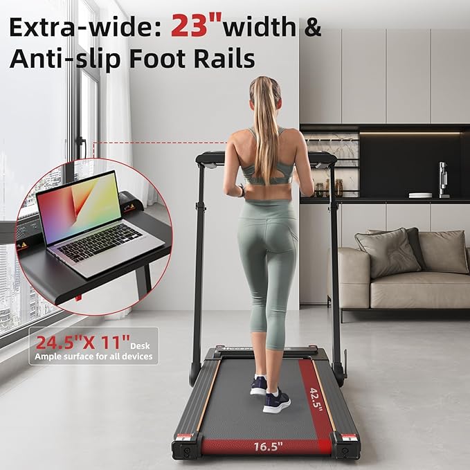 Treadmill with Incline, 3 in 1 Under Desk Treadmill Walking Pad with Removable Desk Workstation 3.5HP Foldable Compact Walking Treadmills for Home Small Office with Wristband Remote Control-StrideForce Fitness
