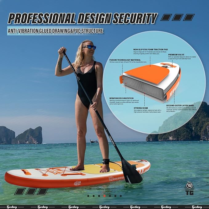Inflatable Paddle Board with Premium SUP Board Accessories, Allround Paddle Boards for Adults/Kids,Stand Up Paddle Board Defender Collection-StrideForce Fitness