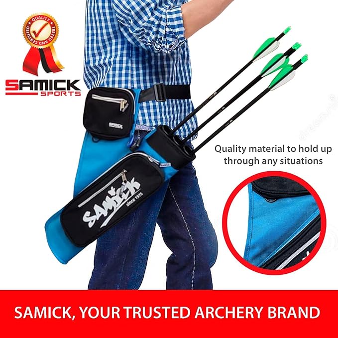 Archery Arrow Quiver - Adjustable Waist Hanged Quiver with 3 Removable Tubes & Pockets for Archery Arrows Case & Equipment - Ideal for Hunting & Target Practice - Right Handed Only-StrideForce Fitness