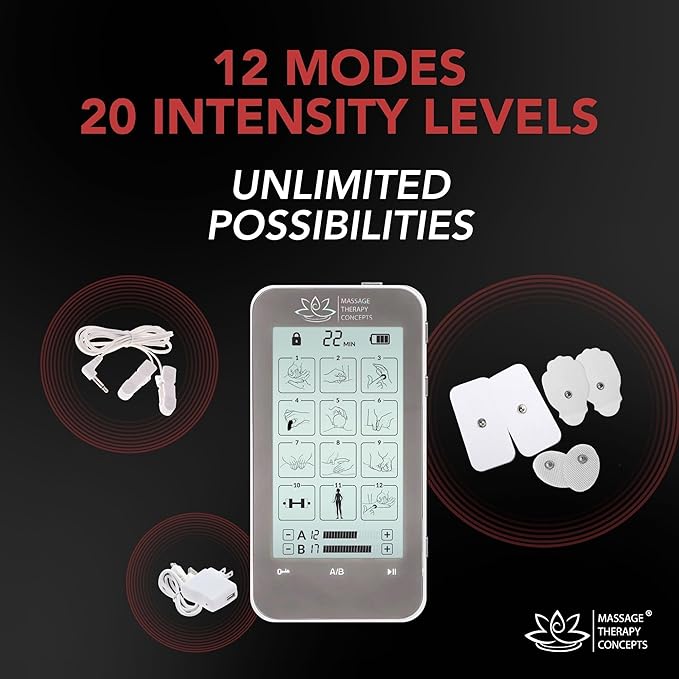 TENS Unit Muscle Stimulator - Non-Invasive EMS Therapy Machine for Neck, Shoulder & Back Pain Relief, Sciatica, Arthritis - Safe & Portable with 12 Modes & 20 Intensity Levels