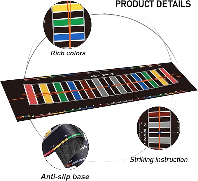 Practice Golf Putting Mat - Training Aid with Alignment Tour Aim and Putting Arc Set-StrideForce Fitness