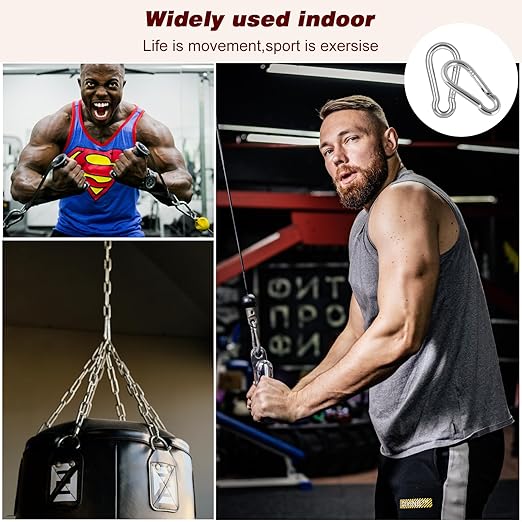 200PCS M6 Spring Snap Hook Carabiner, Heavy Duty Galvanized Steel Carabiner Clip, 260LBS Holding Capacity Spring Clips for Hammock Swing Outdoor Travel-StrideForce Fitness