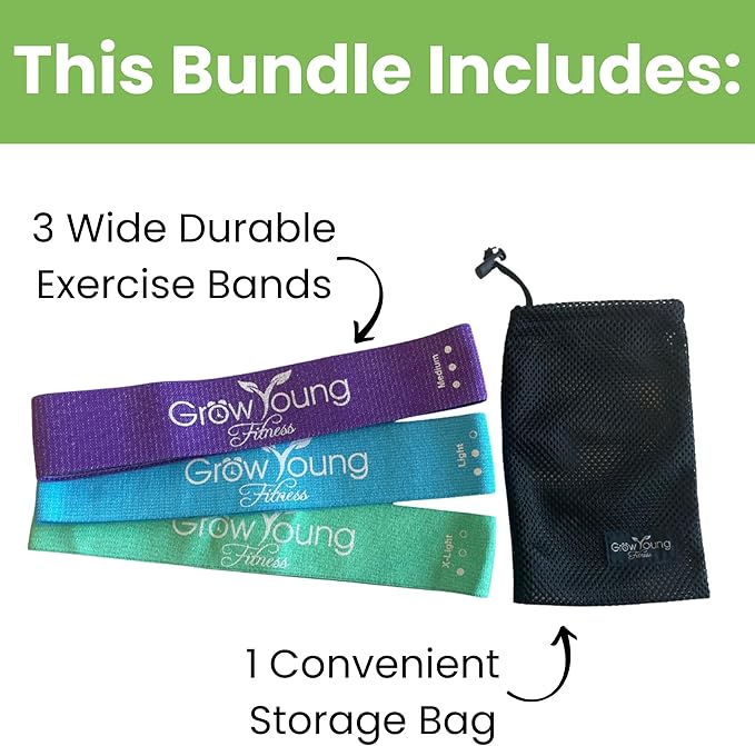 Grow Young Fitess Premium Exercise Bands - 3 Resistance Bands + 1 Storage Bag-StrideForce Fitness