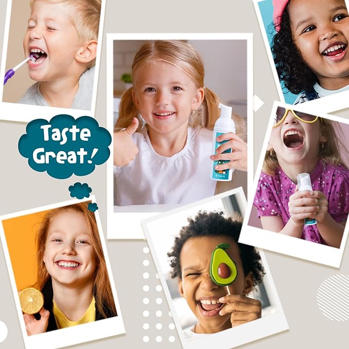 NOHOO Fluoride Free Foam Toothpaste Kids Cantaloupe,Natural Training Toothpaste for Baby Toddler Children Oral Cleaning and Cavity Protection(2 Pack