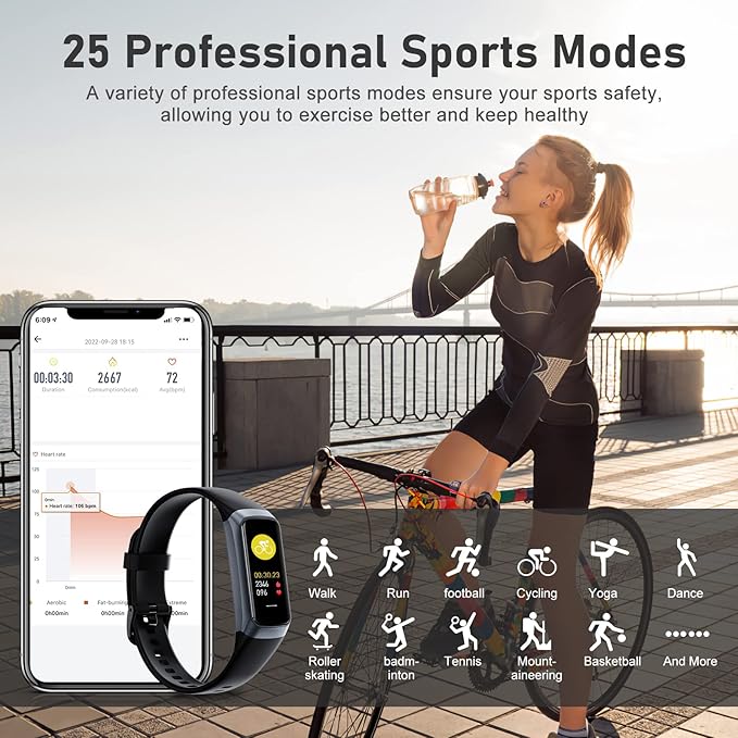 Fitness Tracker with Step Counter/Calories/Stopwatch Tracker,1.10''AMOLED Touch
