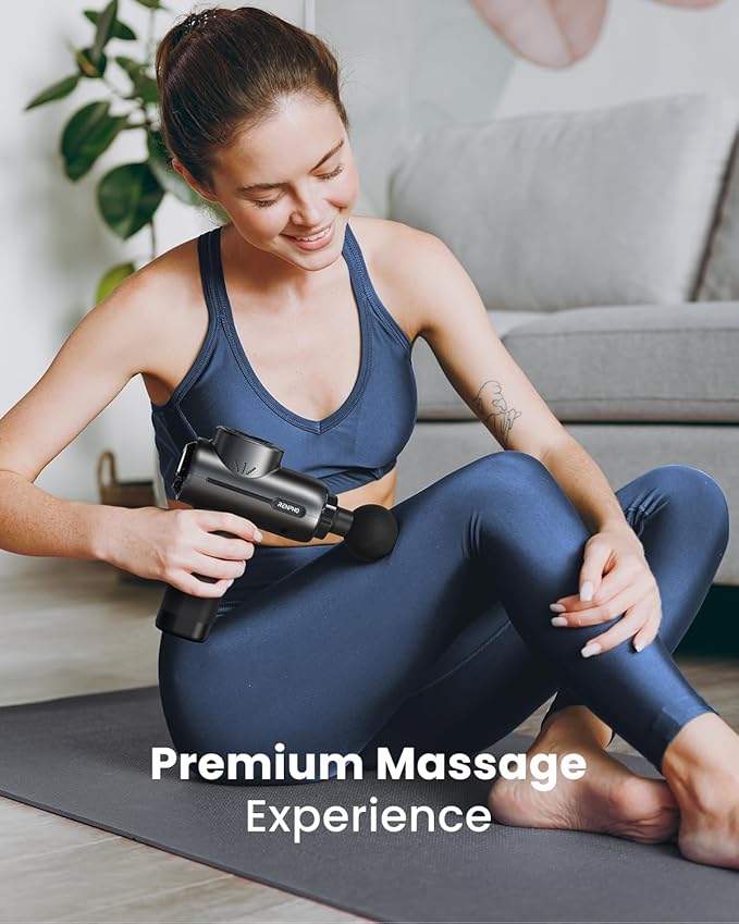 RENPHO Massage Gun with Heat, Portable Muscle Percussion Massager with Bluetooth for Back and Neck, 5 Replaceable Heads, Carry Case, Gifts for Men Women-StrideForce Fitness