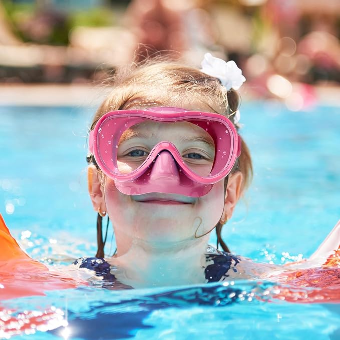 Kids Swim Goggles with Nose Cover, Anti-Leak Swim Mask with Elastic Fabric Strap, UV Protection Swimming Goggles for Kids-StrideForce Fitness