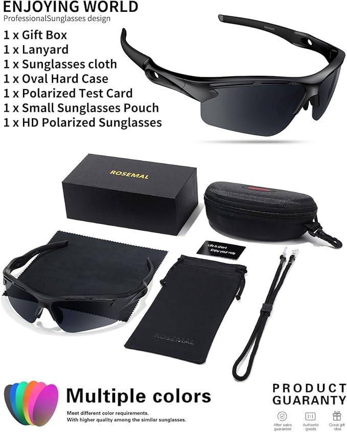 Polarized Sports Sunglasses for Men Women,UV400 Protection Sunglass for Running Cycling Fishing Hiking TR90-StrideForce Fitness