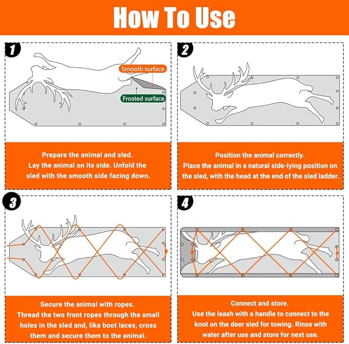 Deer Drag Sled - 1.2mm Thickened Tear-Resistant, 550Lbs Load Capacity Multi-Purpose Deer Cart with Non-Slip Handle for Hauling Hunter Trophies and Discarded Debris on Snow, Sand, Mud, Grass-StrideForce Fitness