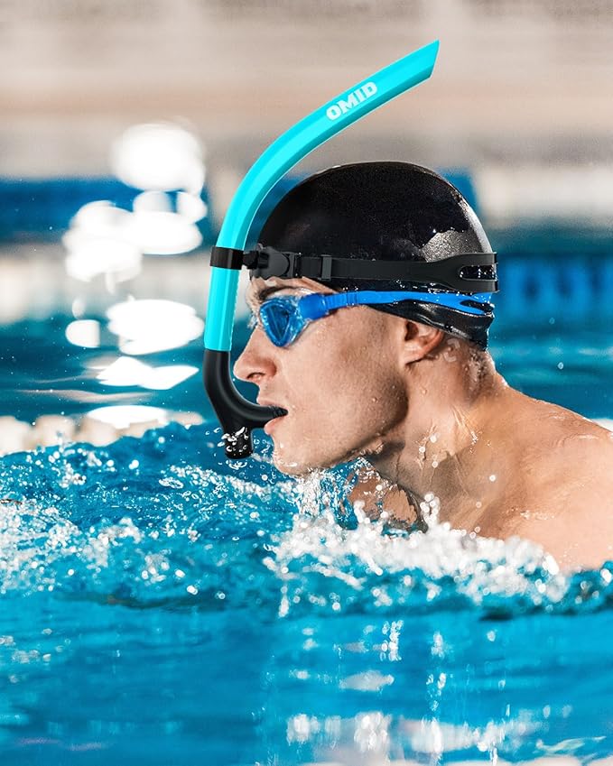 OMID SN1 Snorkel for Adult Youth, Diving Snorkel with One-Way Purge Valve, Food-Grade Silicone Mouthpiece-StrideForce Fitness