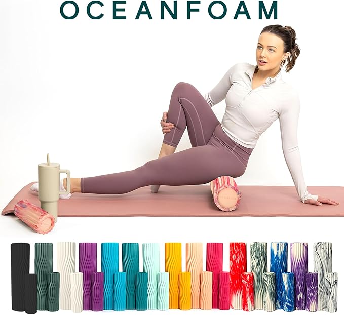 Oceanfoam Tidal Roller - Cotton Candy - Muscle Massage Foam Roller for Back Pain & Stretching - Firm and Ergonomic Wide Wave Textured - Yoga, Athletics, & Wellness - Full Size, 20" x 5"-StrideForce Fitness