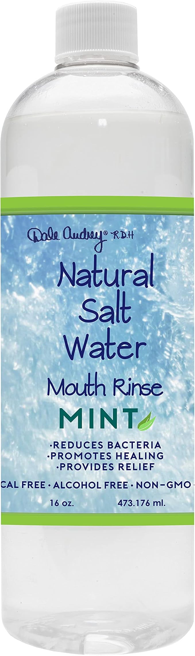 Natural Pink Himalayan Saltwater Mouth Rinse | Organic Mint Flavor I Fluoride Free Freshens Breath | Alcohol & Cruelty Free | Teeth Cleaner Mouthwash & Rinse for Healthy Gums | Non GMO-16 FL Oz