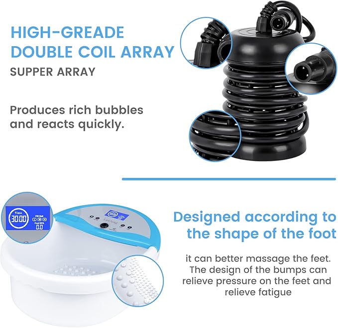 Upgraded Ionic Foot Bath Detox Machine, Foot Detox Machine for Home Use, Ion Cleanse Negative Feet Bath Spa Kit with Heating Belt, Time Setting, Massage Tub