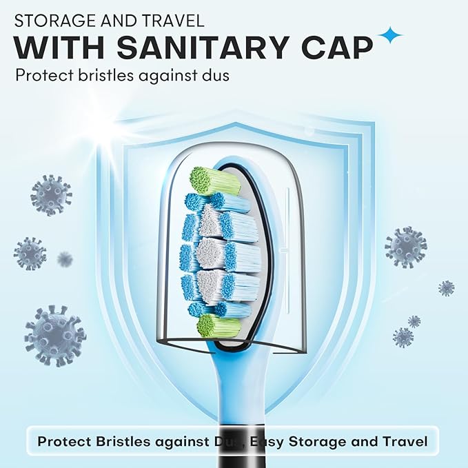 12 Pack Toothbrush Replacement Heads for Philips Sonicare, Electric Brush Heads Compatible with Phillips Sonic Snap-on Care Head (Black)