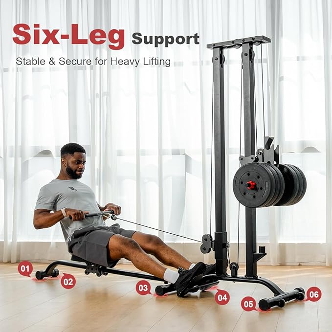 TOUSAINS Cable Machine Home Gym, 330 Lbs Plates Loaded Cable Crossover Machine, 2 in 1 Functional Trainer with Rowing Machine, Space Saving Design for Home Gym-StrideForce Fitness