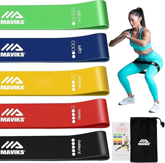 Exercise Resistance Bands for Working Out Set of 5 for Women and Men, Stretch Bands for Exercise, Physical Therapy, Arms Legs Workout, Stretching, Home Fitness-StrideForce Fitness