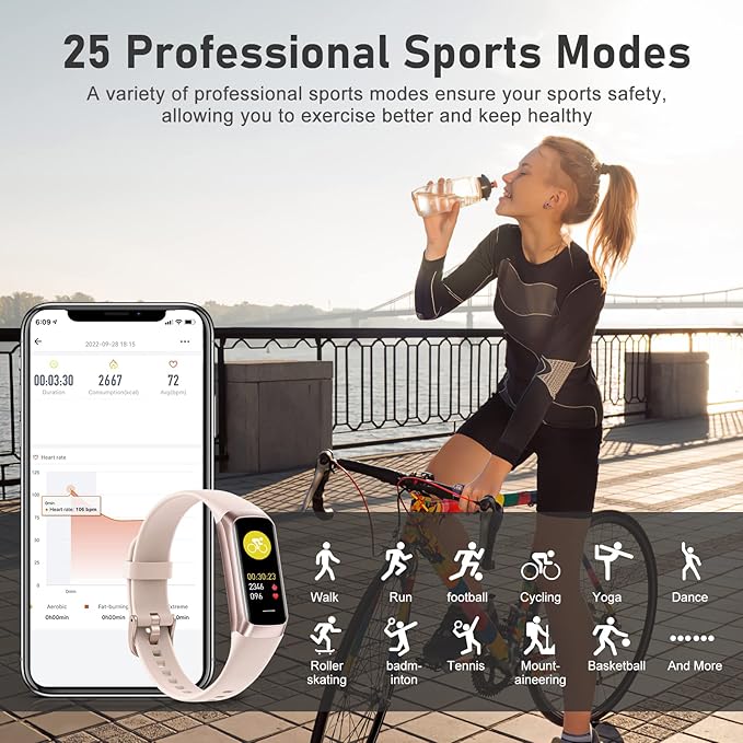 Fitness Tracker with Step Counter/Calories/Stopwatch Tracker,1.10''AMOLED Touch