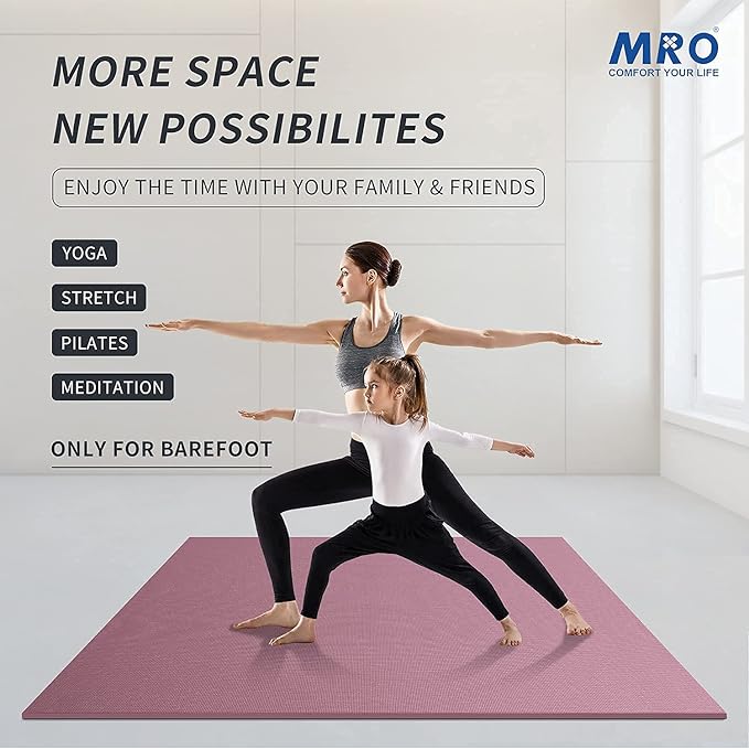 MRO Extra Large Yoga Mat, 12'x6'/9'x6'/7'x5'/6'x4' (9MM) Extra Wide and Thick Exercise Mats for Home Gym Workout, Non-Slip, Soft for Women and Men Fitness, Ideal for Barefoot Yoga, Pilates, stretching-StrideForce Fitness
