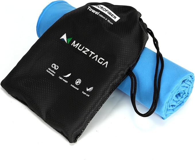 Microfiber Beach Towel-Perfect for Travel, Sports, Camping, Swimming, Yoga, Gym- Quick Dry, Sand Free, Compact, Lightweight, Absorbent (Blue,Small(101x50cm, 40x20”))