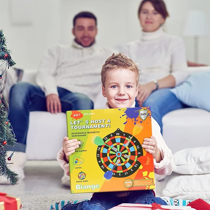 Magnetic Dart Board w/ 12 Darts, Toys for Boys Age 8-12, Safe Indoor Outdoor Games for Kids 8-12, Teen Gifts for 6 7 8 9 10 11 12 13 14 Year Old Boys Girls-StrideForce Fitness