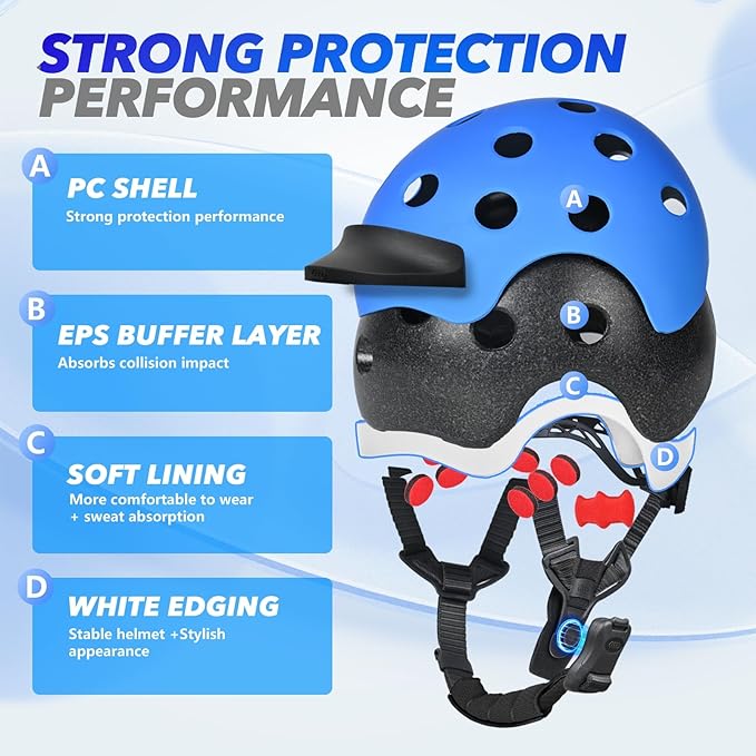 Kids Bike Helmet for 5-8-14 Kids Skateboard Helmet Boys Girls Child Youth Adjustable Lightweight Ventilation and Multi-Sports Scooter Cycling Roller Balance Bike-StrideForce Fitness