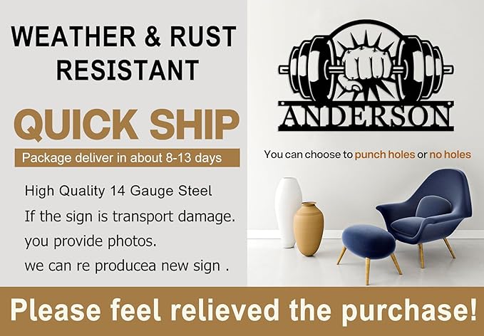 Personalized Last Name Sign for Home, Home Gym Sign, Fitness Name Signs, Custom Gym Metal Signs, Gift for Dad, Birthday Gift-StrideForce Fitness