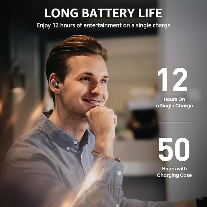 TOZO T6 Wireless Earbuds, IPX8 Waterproof Ear Buds, Stereo Bass Sound Bluetooth 5.3 Headphones in Ear, 50 Hours Playtime Earphones, Wireless Charging Case, Custom 32 EQ via APP-StrideForce Fitness