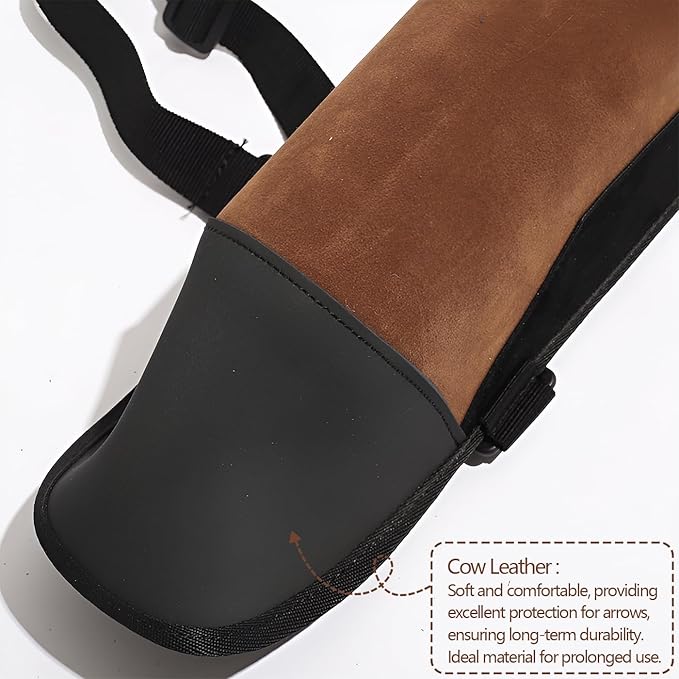 DAPace Leather Arrow Quiver for Recurve Bow/Compound Bow, 20 Inch Back Archery Quiver, Quiver Arrow Holder Holds Up to 36 Arrows, Brown-StrideForce Fitness