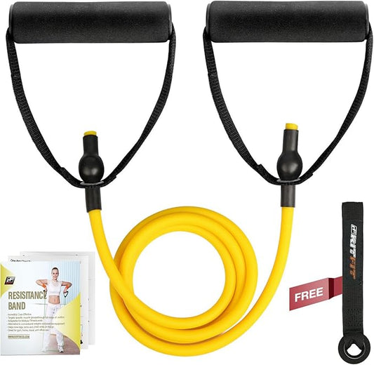RitFit Single Resistance Exercise Band with Comfortable Handles - Ideal for Physical Therapy, Strength Training, Muscle Toning - Door Anchor and Starter Guide Included-StrideForce Fitness