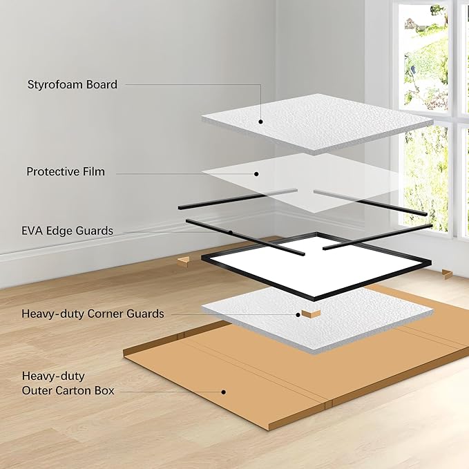 Black Bathroom Mirror, 42x42 Inch Rectangular Framed Mirror, Large Wall Mounted Bathroom Vanity Mirror Over Sink for Bedroom,Restroom, Living Room, Hangs Vertically or Horizontally-StrideForce Fitness