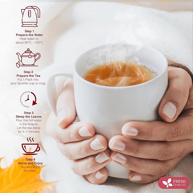 FreshDrinkUS, Premium Collagen Herbal Tea β 30 Tea Bags | Cinnamon Stick, Hibiscus, Dandelion Root, Moringa Leaves, Rose Hip, Ginger, Fennel Seed, Boswellia | Caffeine-Free, Natural Flavorful Blend