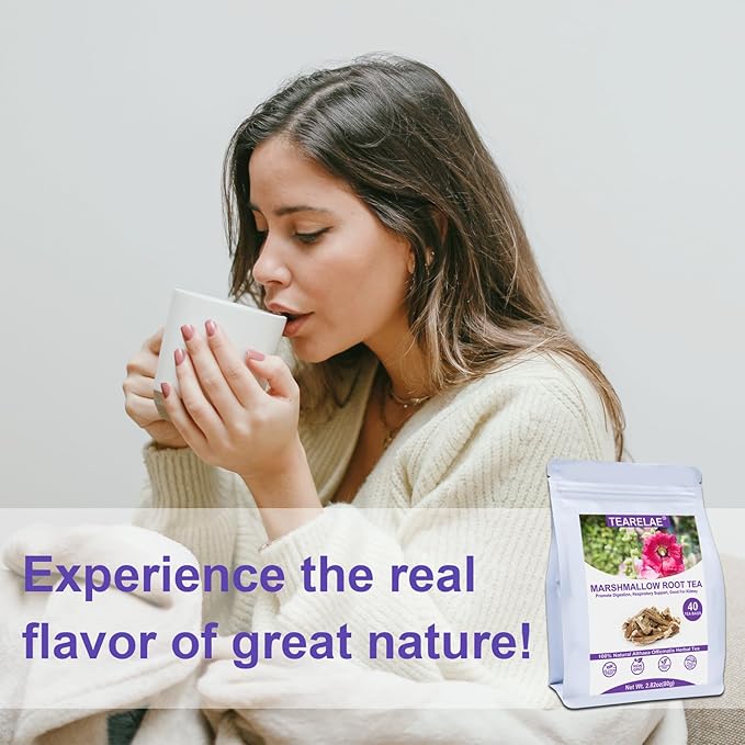 TEARELAE - Marshmallow Root Tea Bags - 2g x 40 Count - Premium Natural Cut & Sifted Althaea Officinalis - Non-GMO - Caffeine-free - Support Digestion & Respiratory-StrideForce Fitness