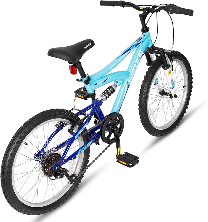WEIZE Kids Mountain Bike, 20 inch Kids' Bicycles for 6-11 Years Old Boys Girls with Dual Full Suspension, 6 Speeds Drivetrain, High-Carbon Steel Frame, Ideal for Young Riders and Adventurers-StrideForce Fitness