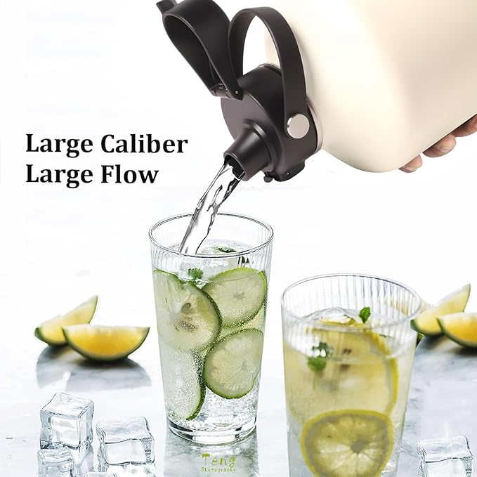 Water Bottle Insulated 32oz 40oz 64oz 128oz Straw Lid Spout Lid & 3 Lids, Leak Proof, Vacuum Insulated,Stainless Steel Water Bottle Wide Mouth for Sports, Gym or Office-StrideForce Fitness