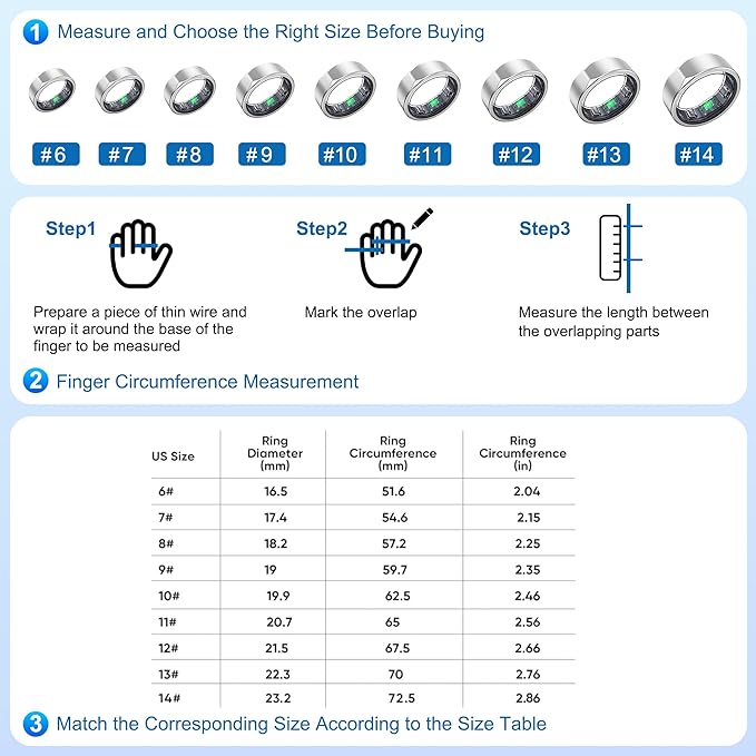 Smart Ring for Women Men - Titanium Health Fitness Tracker Ring with Heart Rate, Step Counting, Calories, Sleep & Stress Monitor for iPhone and Android, No Subscription Fee (Sliver, 8)-StrideForce Fitness
