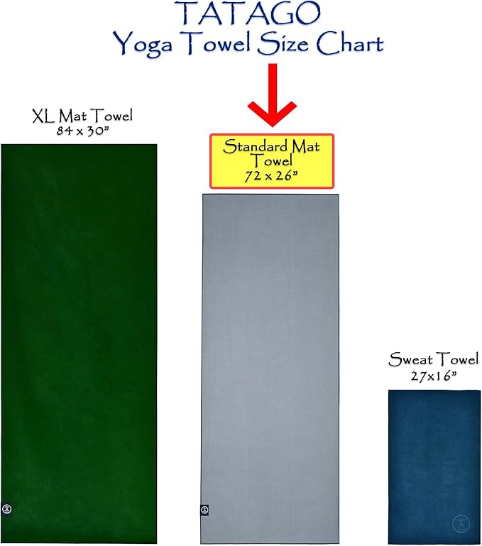 Tatago Hot Yoga Mat Towel Non Slip for Hot Yoga (72 inch) Our Hot Yoga Towel Non Slip Silicone Dabs & Absorbent Microfiber Blend Gives You More Grip As You Drip (Nube Gris-72, Standard - 72")-StrideForce Fitness