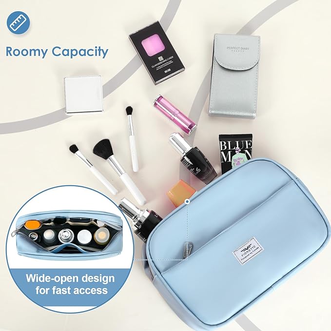 FIORETTO Womens Gym Tote Duffle Bag with Toiletry Bag, Sports Duffel Overnight Hospital Workout Carry on Bag for Girls with Wet Pocket & Shoe Compartment, Ideal for Travel, Swimming, Dance Light Blue-StrideForce Fitness