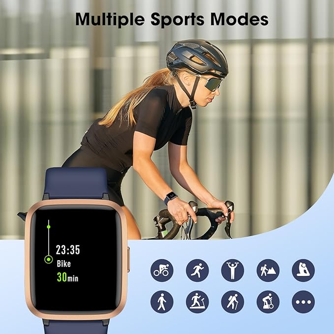 Fitness Tracker Watch with Heart Rate Monitor 5ATM Waterproof