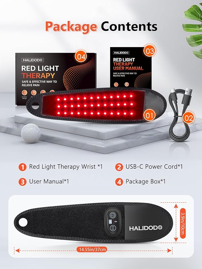 Red Light Therapy for Hand Wrist with Heat & Massage, 3000mAh Wireless Controller Infrared Light with 108 Beads Wrist Brace & Hands Wrap Pad for Knee Ankle Foot Joint Faster Recovery Pain Relief-StrideForce Fitness