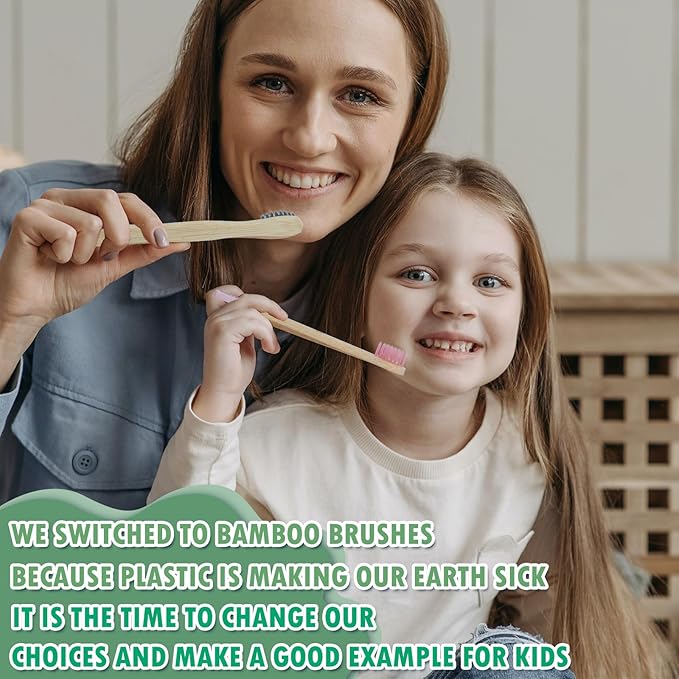 6 Pack Bamboo Kids Toothbrushes - Extra Soft Toothbrush for Kids - Natural Toothbrush Set Designed for Children Ages 3 and Up (Multicolor)