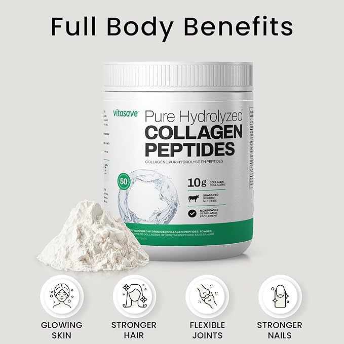 Collagen Peptides Powder – 10g Hydrolyzed Collagen per Serving – Unflavored, Grass-Fed, Keto Friendly – Skin, Hair, Nails & Joint Support – 500g-StrideForce Fitness
