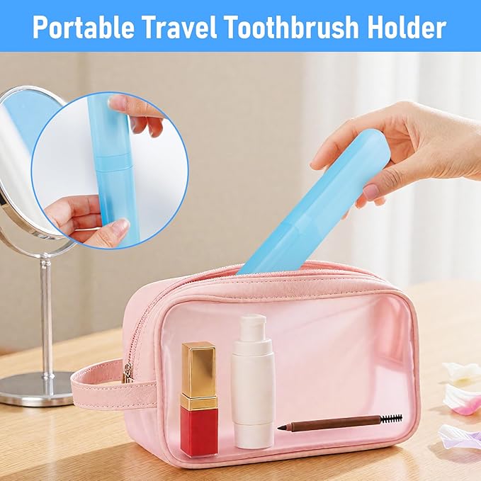 28 PCS Travel Toothbrush Case, 7 Colors Portable Toothbrush Storage Cases, Dust-Proof Toothbrushes Case, Breathable Toothbrushes Travel Containers for Trip Home Camping Daily Use